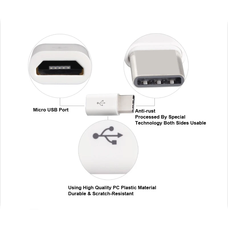 Адаптер Type C 3 1-Micro USB из алюминиевого сплава для синхронизации данных и зарядки