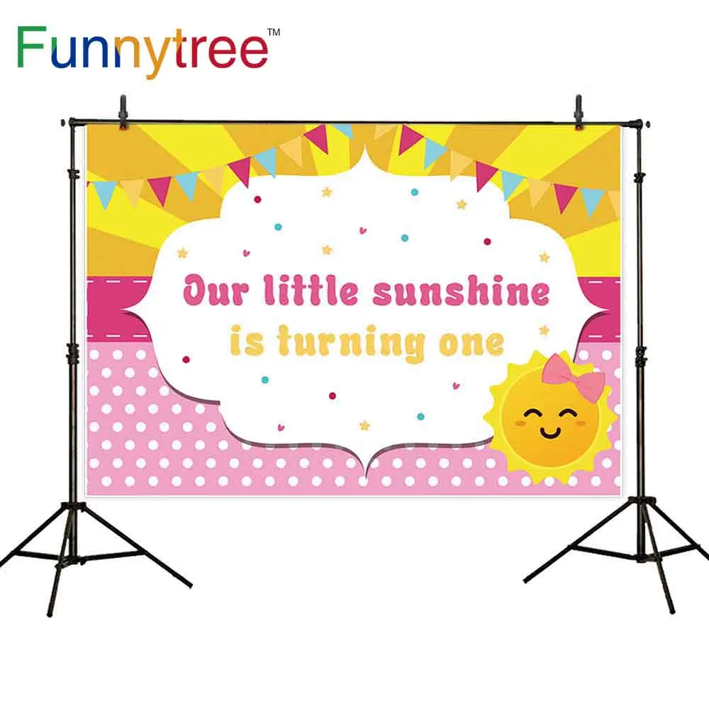 

Funnytree photocall background backdrop 1st birthday sunshine banner Little princess Frame Photo Studio photography photophone