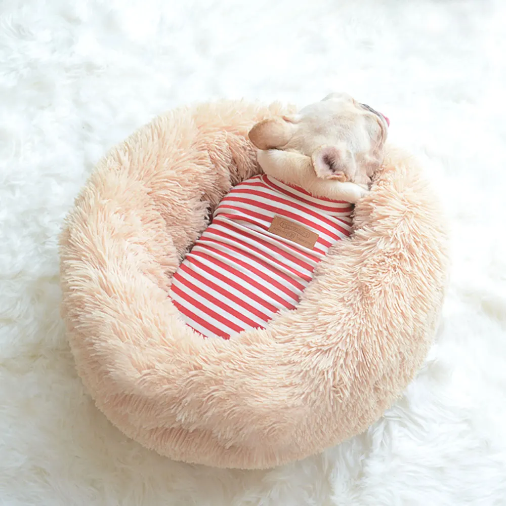 

Rownfur Soft Dog Bed Washable Long Plush Pet Bed Round Dog House For Little Medium Large Pets Cat Round Kennel Sleeping Bag