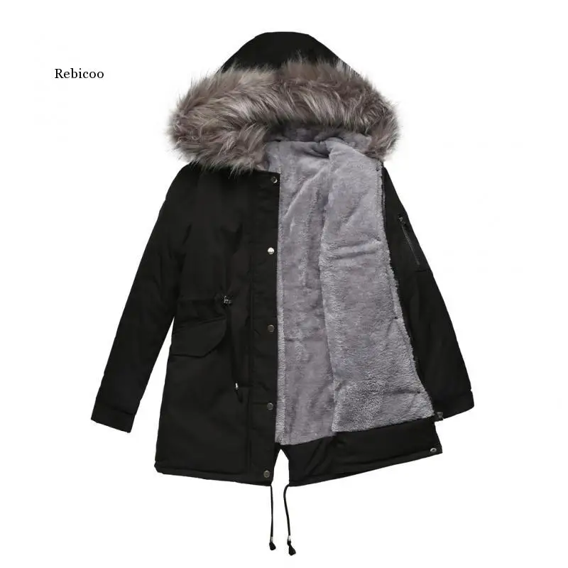 

New Parkas Female Women Winter Coat Thickening Cotton Winter Jacket Womens Faux Fur Outwear Parkas for Women Winter