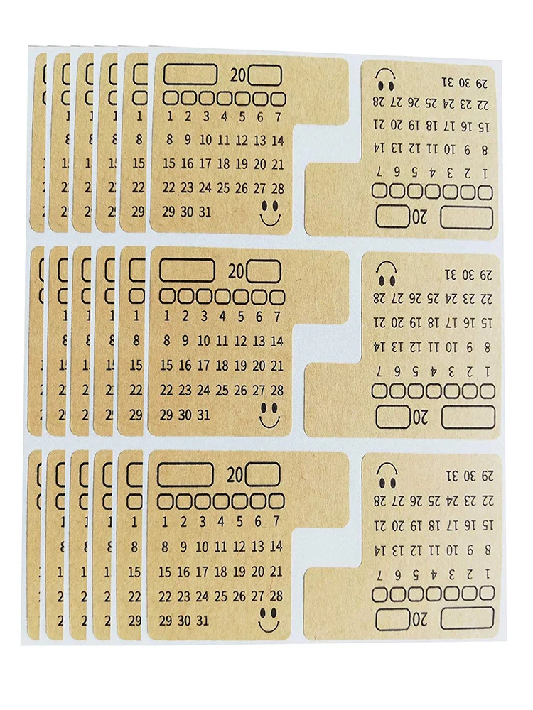 48PCS Calendars Stickers Universal Handwriting Brown Kraft Paper Monthly Adhesive Labels for Appointment Planner Label | Дом и сад