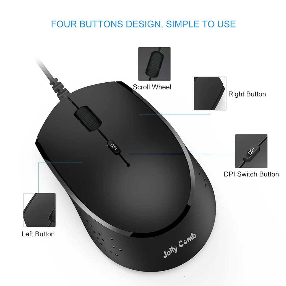 Желе расческа USB кабель type C мышь Проводная эргономичная мышь для компьютера ноутбука мышь для Apple Macbook Pro Chromebook мобильный телефон