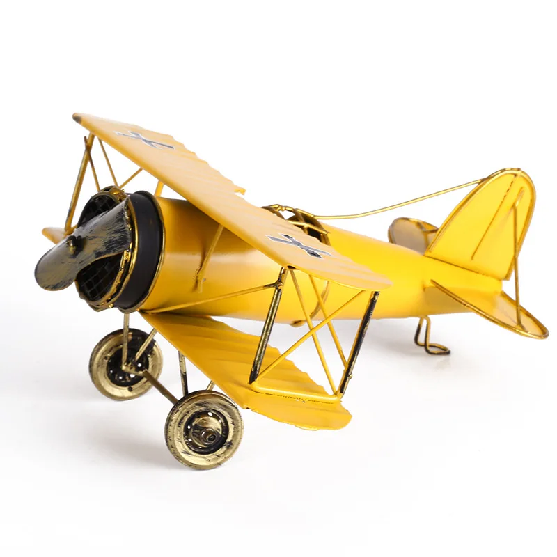 

[HHT] Retro Iron Art Nordic Airplane Model Bar Decoration Shop Window Display Home Decoration Metal Crafts Boy's Gifts