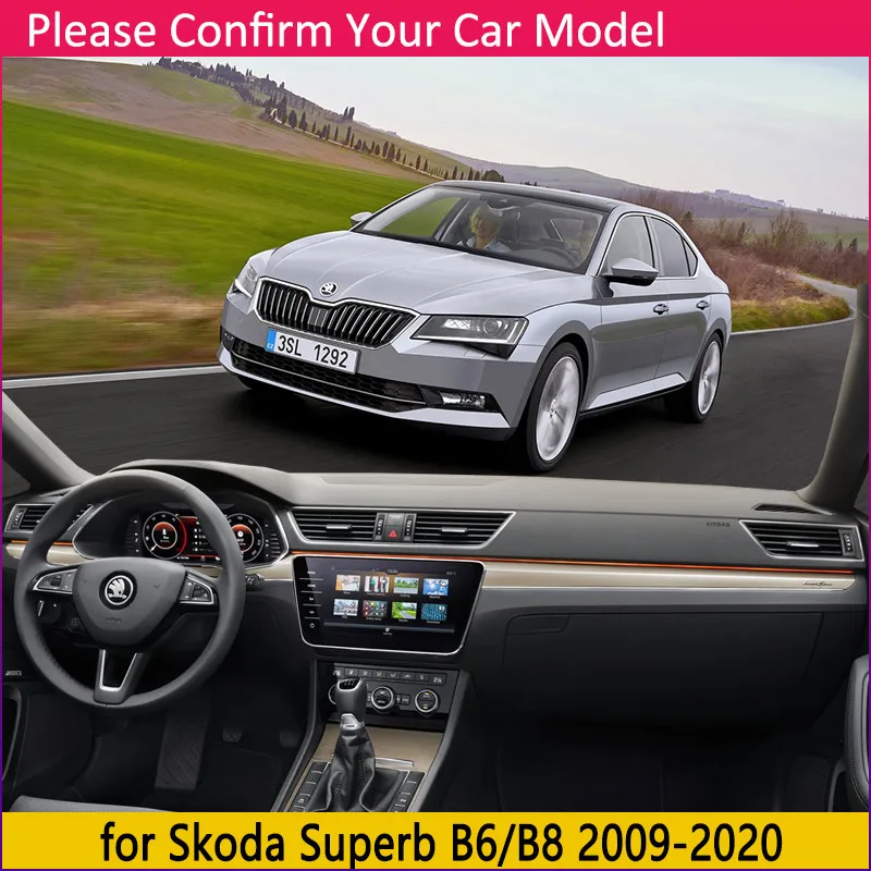 Для Skoda Superb B6 B8 3T 3V 2009 ~ 2020 MK2 MK3 Противоскользящий коврик для приборной панели