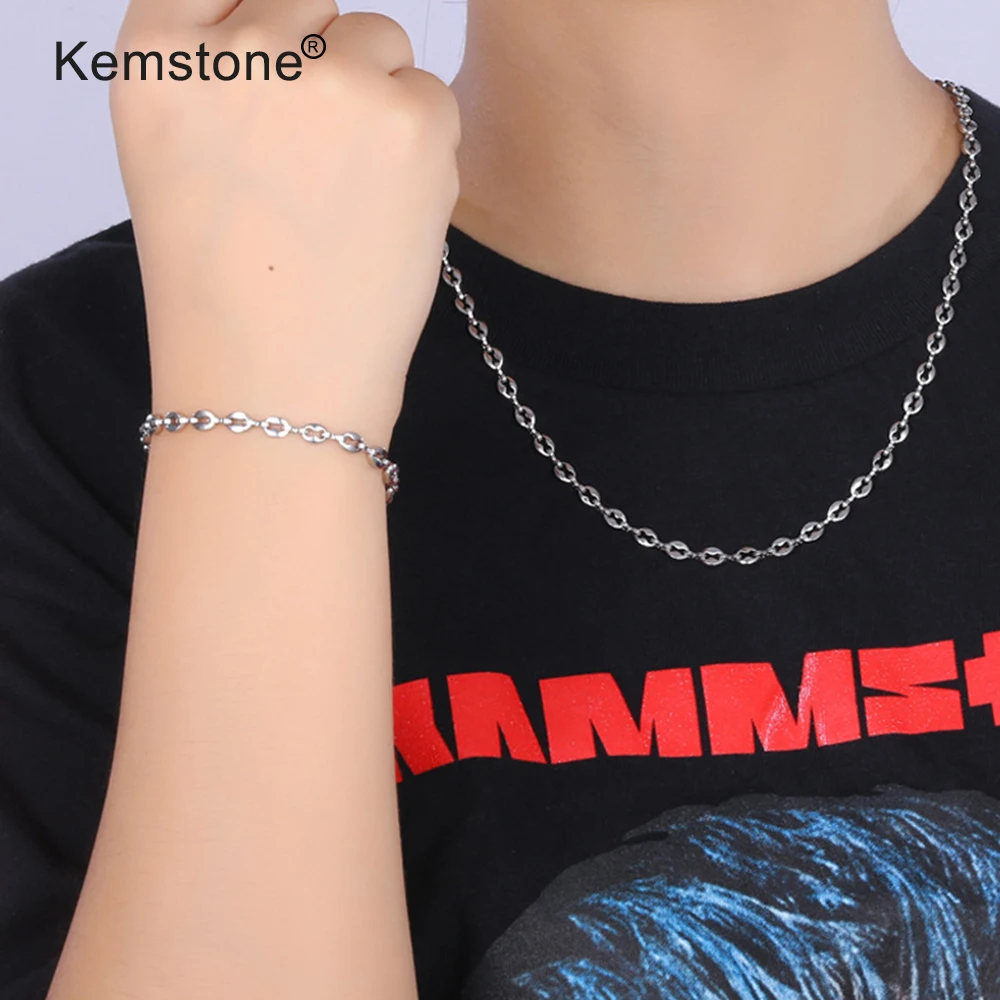 Браслет-цепочка Kemstone 5 мм из нержавеющей стали с золотым и серебряным покрытием в