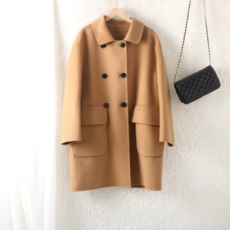 

New Winter Coat Women Oversize Fashion Cashmere Wool Outerwear Female Long Thickening Warm Woolen Overcoat Womens Trench Coats