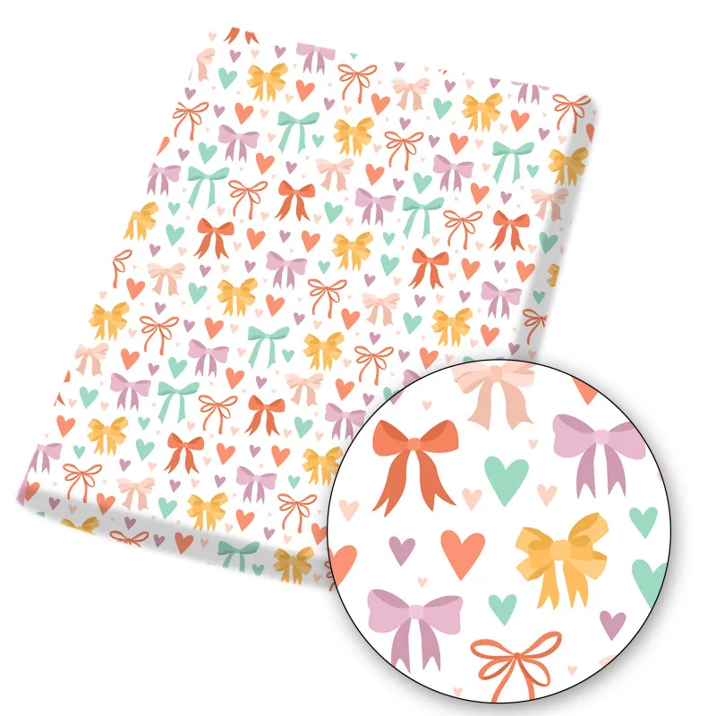 

IBOWS Polyester Cotton Fabric Mother's Day Theme Bowtie Printed Cloth Sheet Patchwork Home Textile Mask DIY Craft 45*145cm/pc