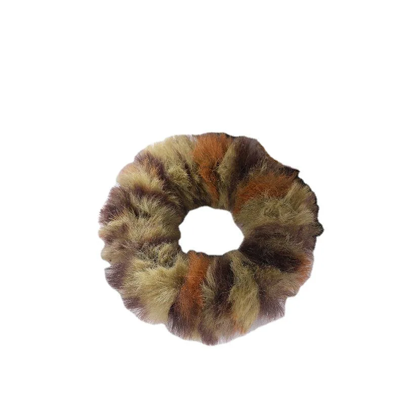 

Leopard Faux Fur Hair Ring Candy Color Rubber Band Simple Solid Color Soft Hair Band Furry Seamless Headband Women Hair Accessor