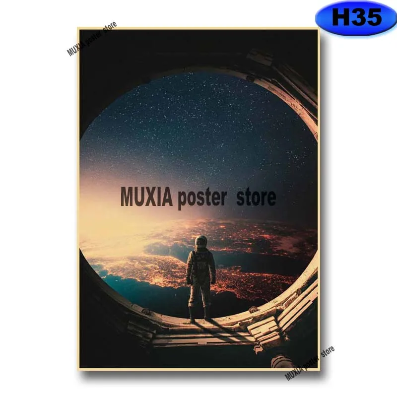 Постеры "Космос Звездное Небо Галактика" эстетические ретро, изготовленные из крафт-бумаги, с изображением космических снов, для декора дома, комнаты, бара, искусство и рисунки на стенах.