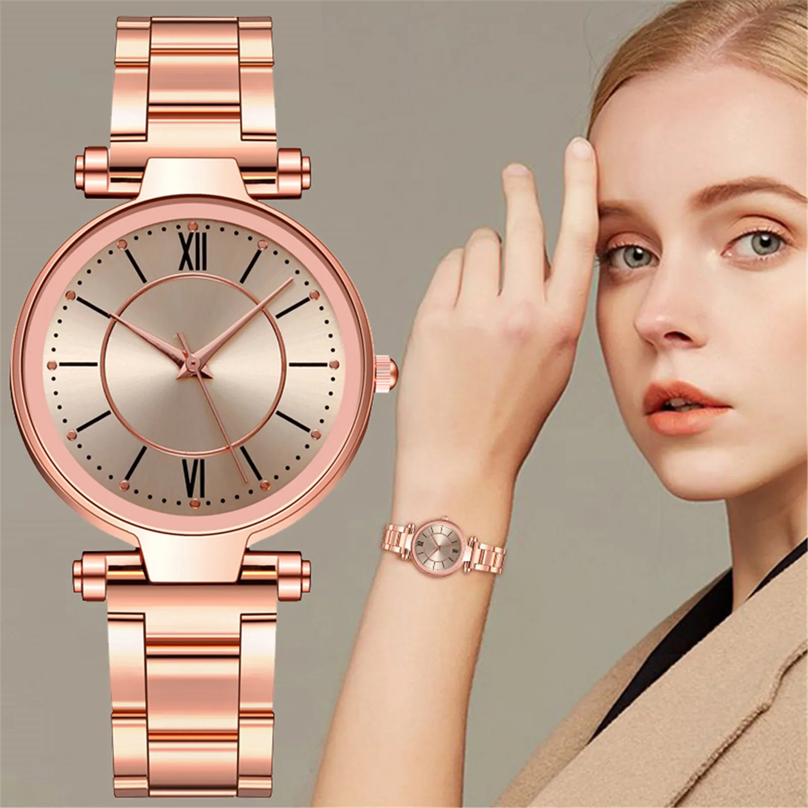 

Women Quartz Watch Fashion Rose Gold Wrist Watches For Women Stainless Steel Band Strap Female Clock Wristwatch Zegarek Damski