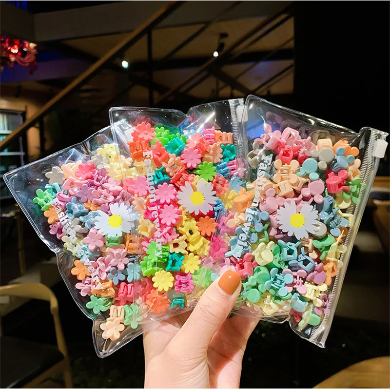 

50pcs Children's hair clip small catch clip cute princess flower star rabbit girl headdress female baby mini clip hair accessory