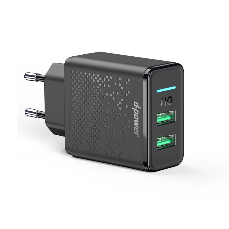 Black EU Plug Dpower Dual USB зарядное устройство для телефона 5V 2.4A Быстрая зарядка для iPhone samsung Xiaomi huawei EU штепсельная вилка настенное зарядное устройство для телефона адаптер - Тип штекера: Black EU Plug