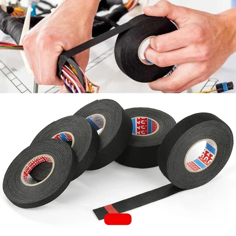 

New Tesa Type Coroplast Adhesive Cloth Tape for Cable Harness Wiring Loom Width 9/15/19/25/32MM Length 15M
