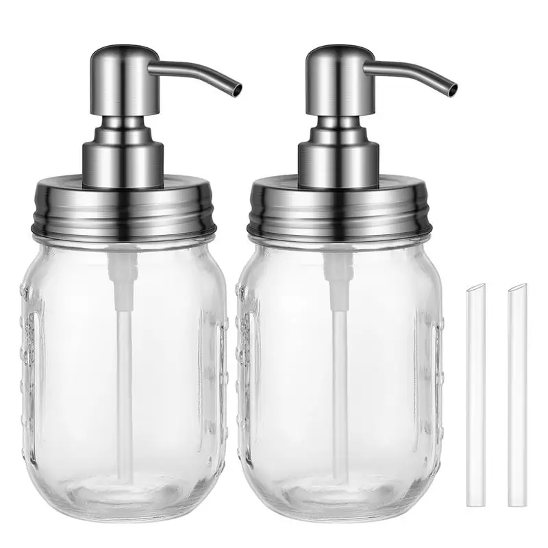 

2pcs Soap Dispenser Stainless Steel Pump Lotion Dispenser Rustproof Corrosion Resistant Bathroom Soap Dispenser for Shower Gel