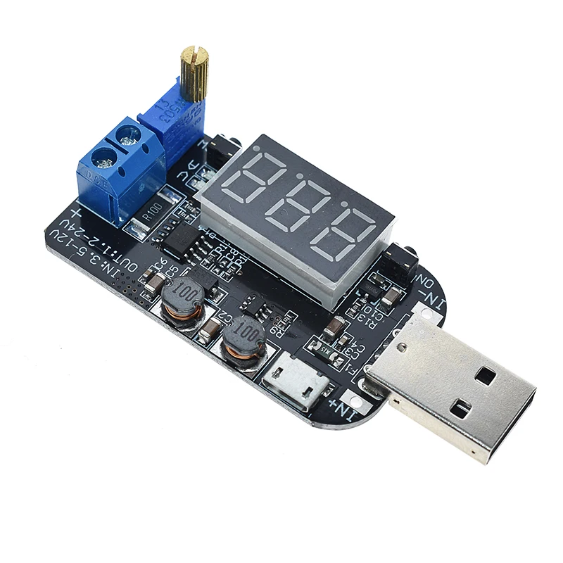 С текущим USB Micro от 5 В до 3 9 12 18 24 регулируемый модуль регулятора напряжения