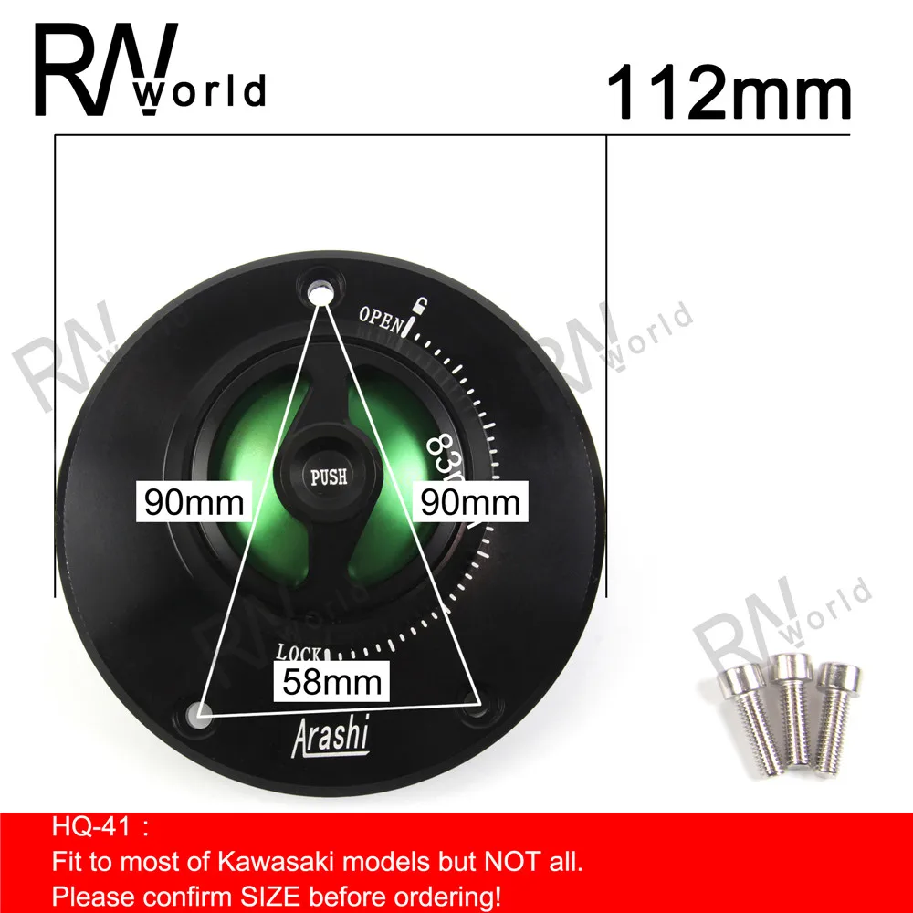 

For All KAWASAKI 112mm and 3 Mounting Spots Z650 Z1000 Motorcycle CNC Aluminum Fuel Tank Cap Gas Oil Tank Petrol Cover Petrol