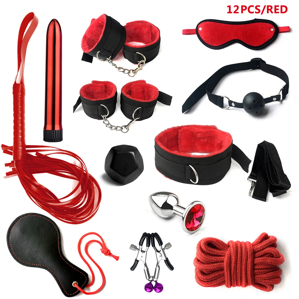 

Наручники BDSM для взрослых, мужские наручники, зажимы для сосков, плетка для шлепков, сексуальная металлическая Анальная пробка, вибратор, Ан...