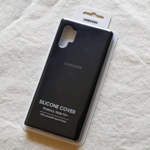 Black Жидкий силиконовый чехол для samsung Galaxy Note 10 Plus, шелковистый мягкий сенсорный чехол для Galaxy Note 10 10+ Pro Plus с коробкой - Color: Black