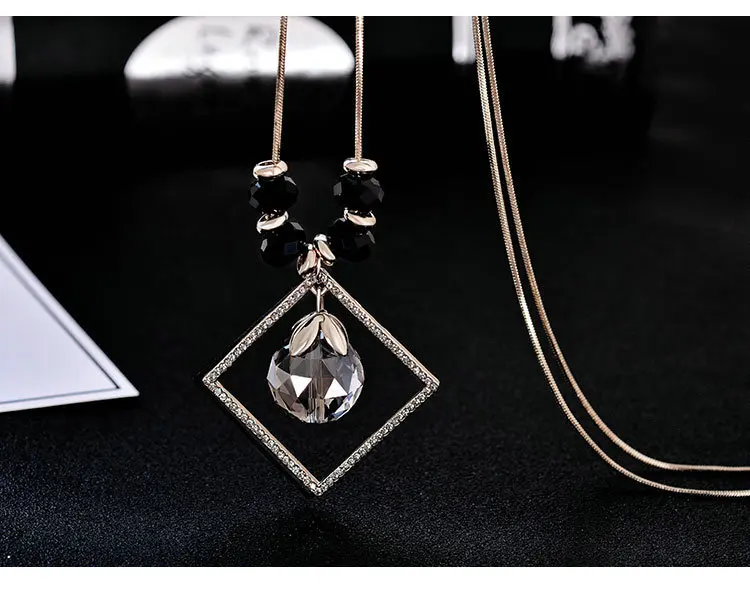 Модное Длинное ожерелье с кристаллами в форме капли экспресс-продажа простые