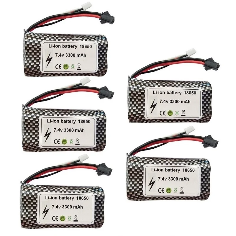 

Аккумулятор Lipo 7,4 3300 в 18650 мАч для wltoys 18301 18302 18311 18312 104310 104311 MN99S D90 Q1 Huina1592, 1-5 шт.