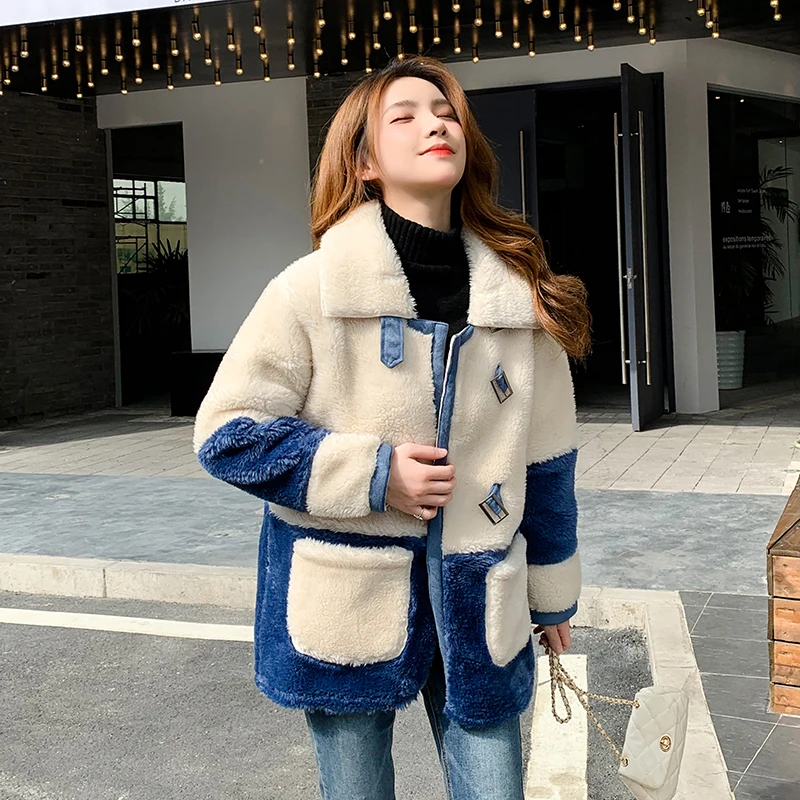 Пальто из овечьего меха для женщин новинка 2019 модное зимнее меховое цельное