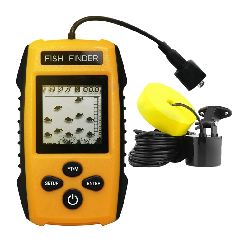

Portable Fish Finder Wired HandheldSonar Fishfinder LCD Display with Water Depth Fish Location Fish Size Weeds and Rock