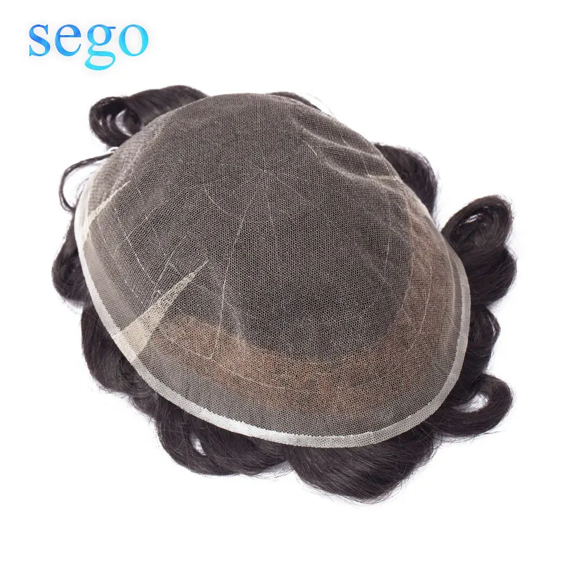 Натуральные волнистые волосы SEGO 8 ''* 10'' 6 дюймов прочные мужские на шнурке