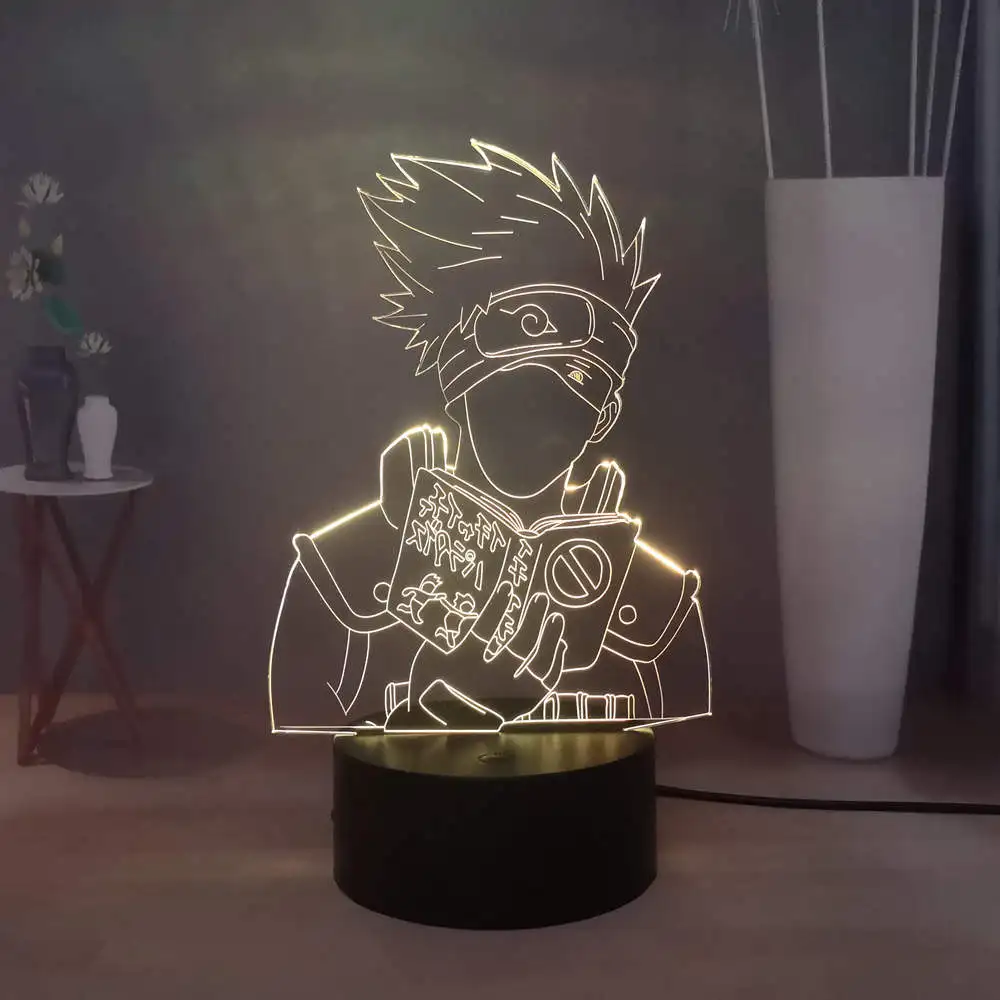Наруто настольная лампа Какаши книга USB сенсорный светодиодный ночник цветная