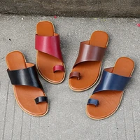 2021 summer new women pu leather shoes comfy platform flat sole casual soft sandal beach pinch slippers flip flops light indoor