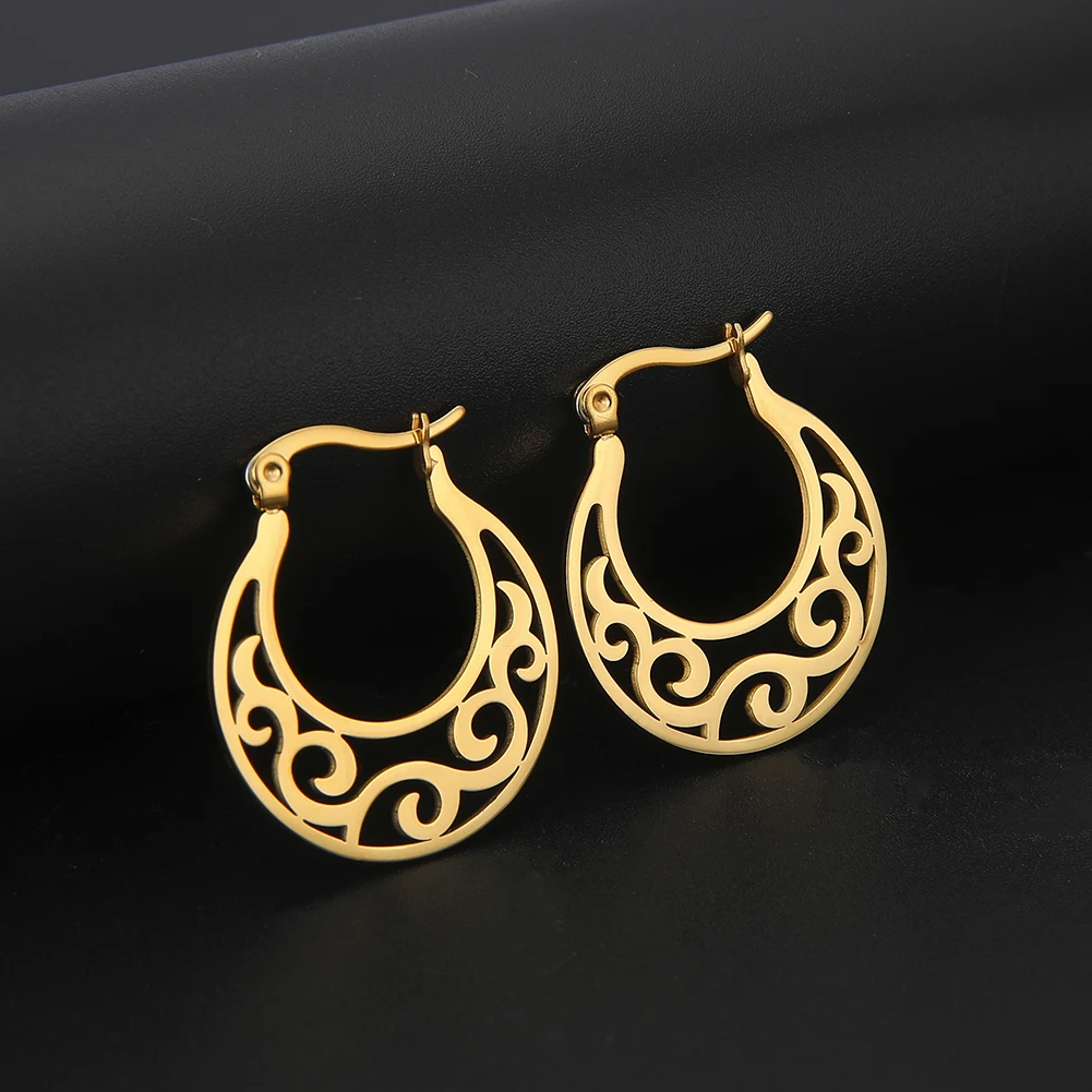 

Lucktune Bohemian Silk Drop Earrings Ethnic Stainless Steel Hoop Earrings For Women New Fashion Jewelry Accessories Gift