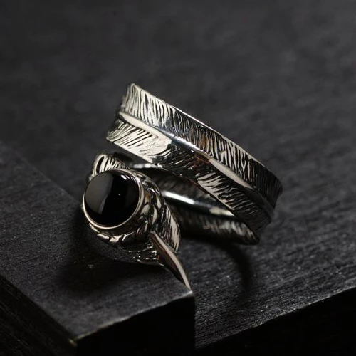BALMORA, настоящее 925 пробы, серебряные, стрекоза, перо, лист, Ретро стиль, кольца на палец для женщин, вечерние, в стиле бохо, панк, модные, массивные украшения - Цвет основного камня: SY20910
