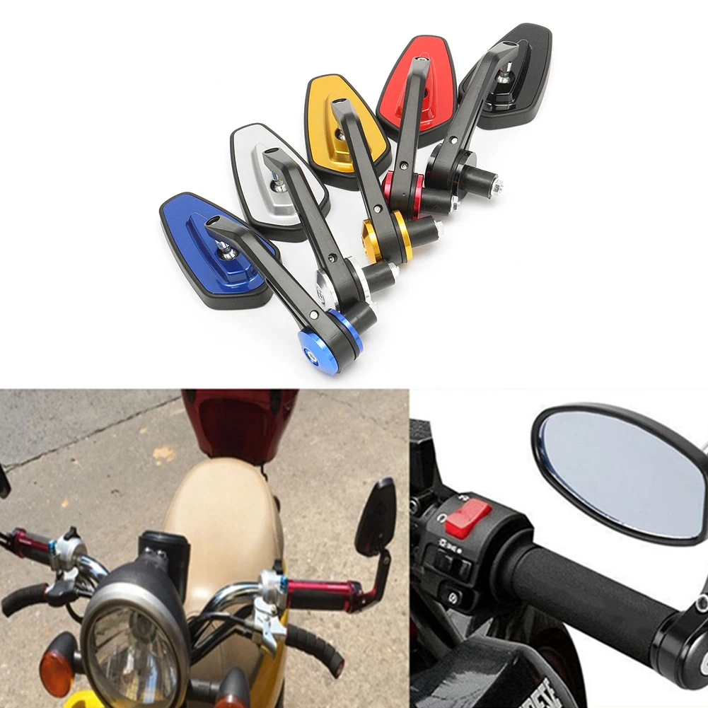

1 Pair Rearview Mirror Easy Install Safety Clear Replacement Motorcycle Adjustable Bar End Side Motorbike Aluminum Alloy Durable