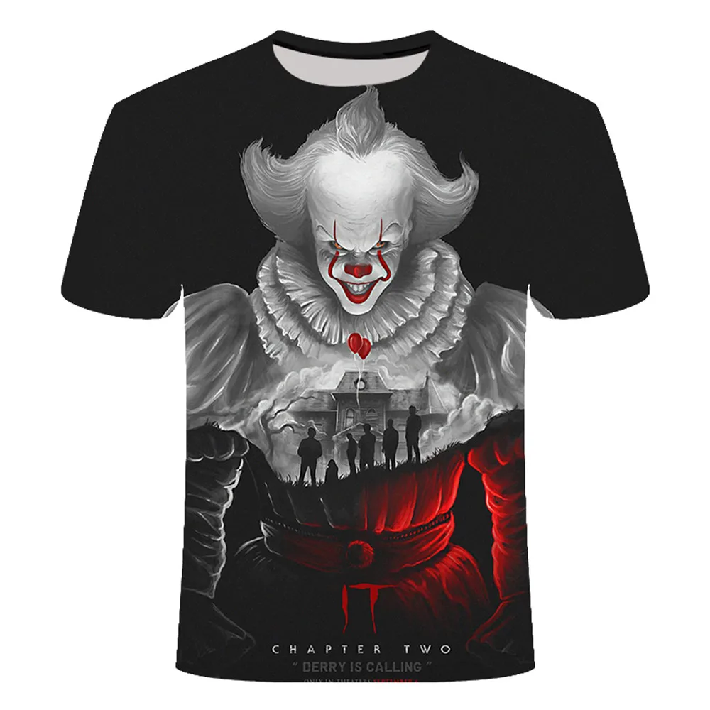 

2021 new letter clown pattern 3D printing T-shirt short-sleeved hip-hop fashion casual men and women summer hot clothing