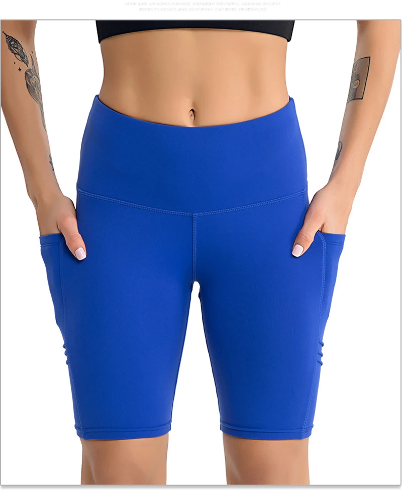 Шорты для йоги одежда спортзала женская фитнеса с карманами спортивные