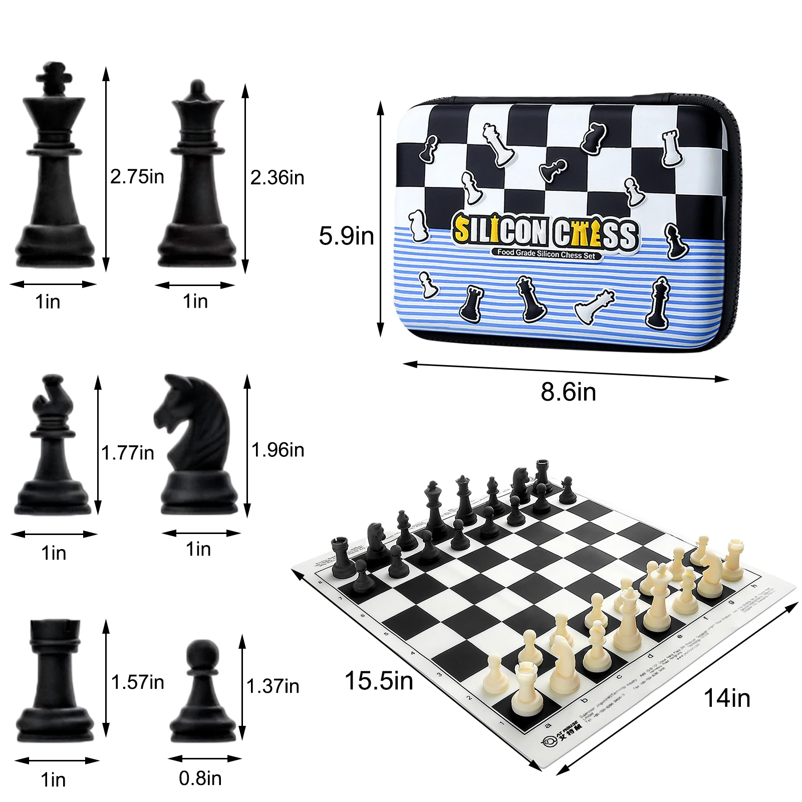 

Kids Magnetic Travel Chess Set Family Game Chess Board Game For Kids Silicone Portable Chess Parent-Child Interactive Toys