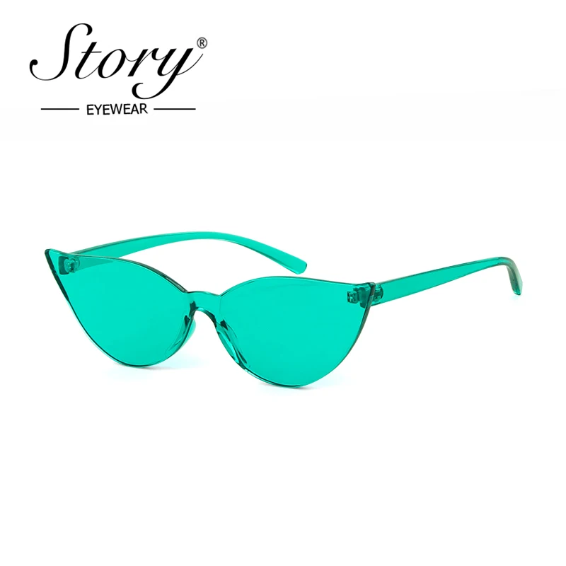Женские солнцезащитные очки кошачий глаз STORY винтажные цельные без оправы в