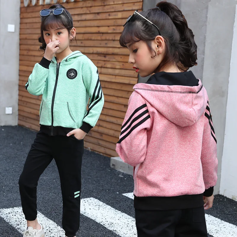 Комплект одежды для детей хлопковые осенние красные спортивные костюмы девочек