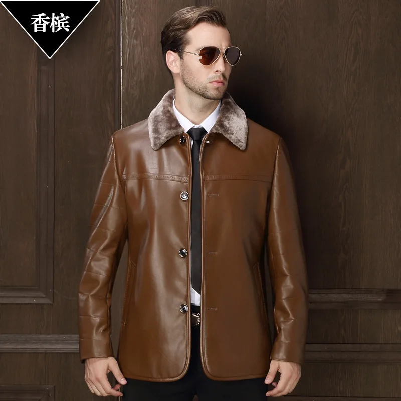 

Leather Men's Jacket 2020 PU Leather Jacket Male Warm Thick Artificial Wool Liner Jaqueta Couro Masculino Plus Size M-3XL