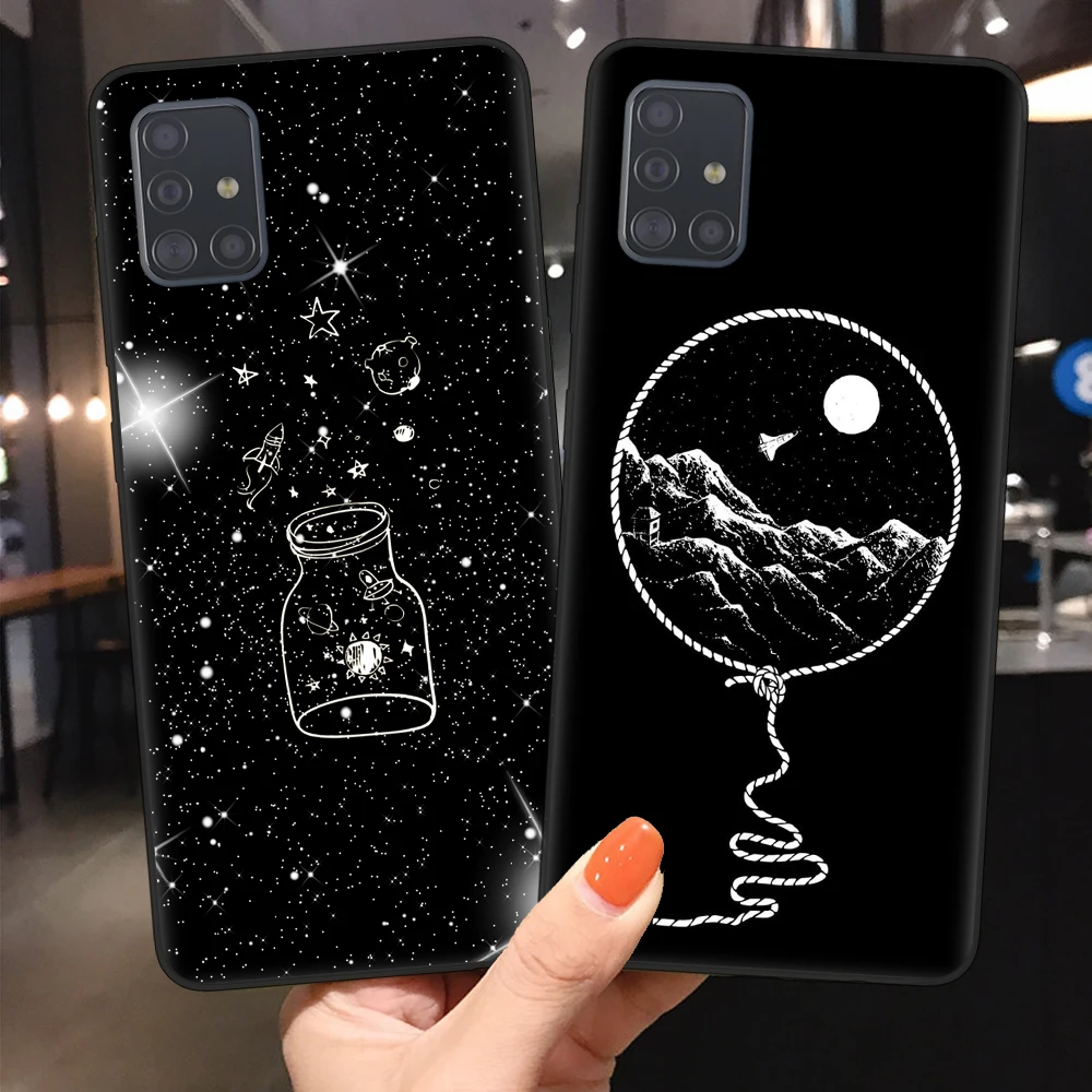 Черный силиконовый чехол для телефона Samsung S20 Ultra Plus A51 A71 A20 A30 A40 A50 A70 с изображением