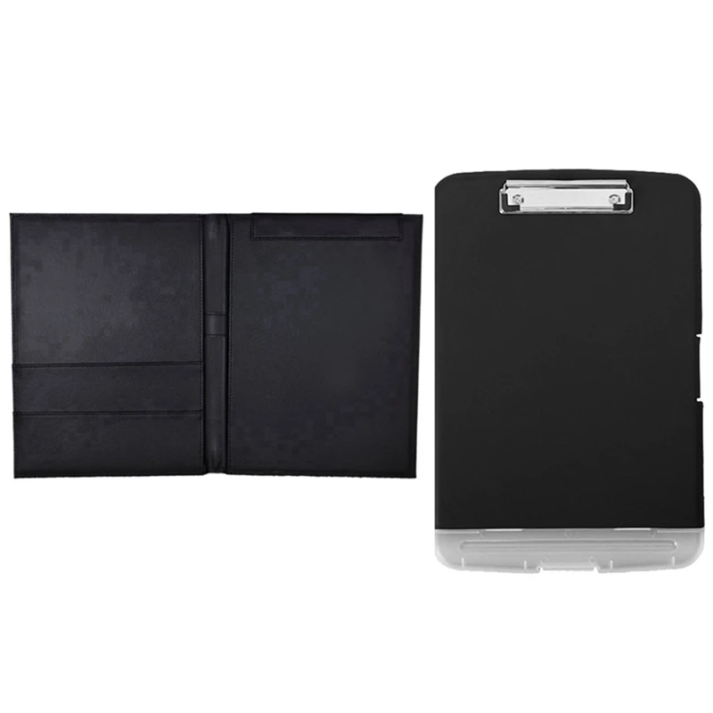 

Pu Leather A4 Writing Clipboard Business Notepad Clip Boards & Big Capacity A4 Wordpad Document Organizer Box