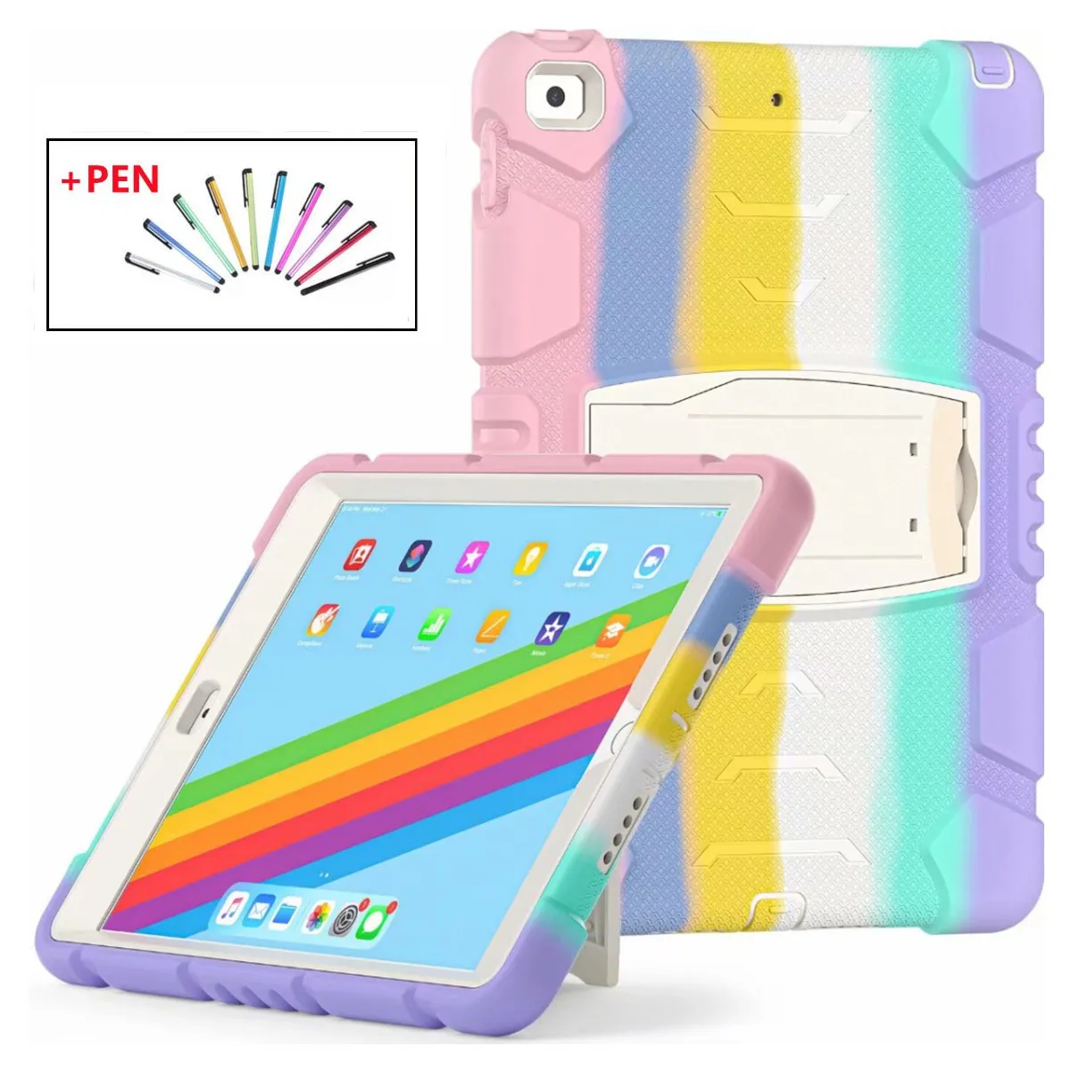 

Silicone Colorful Tablet Case For ipad Pro 9.7 10.5" Air 2 3 Shockproof Case For ipad 5th 6th 9.7" 7th 8th Gen 10.2" Cover Coque