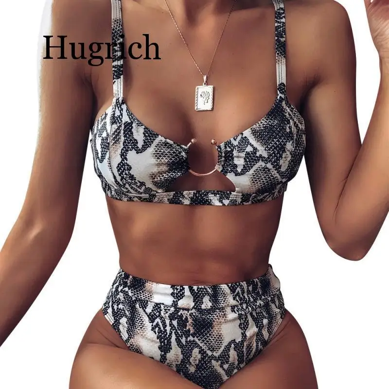 

Summer Swimwear Women Sexy Padded Bikinis Set 2020 New Leopard Python Printed Sling Two Pieces Retro Bathing Suit Beach Wear