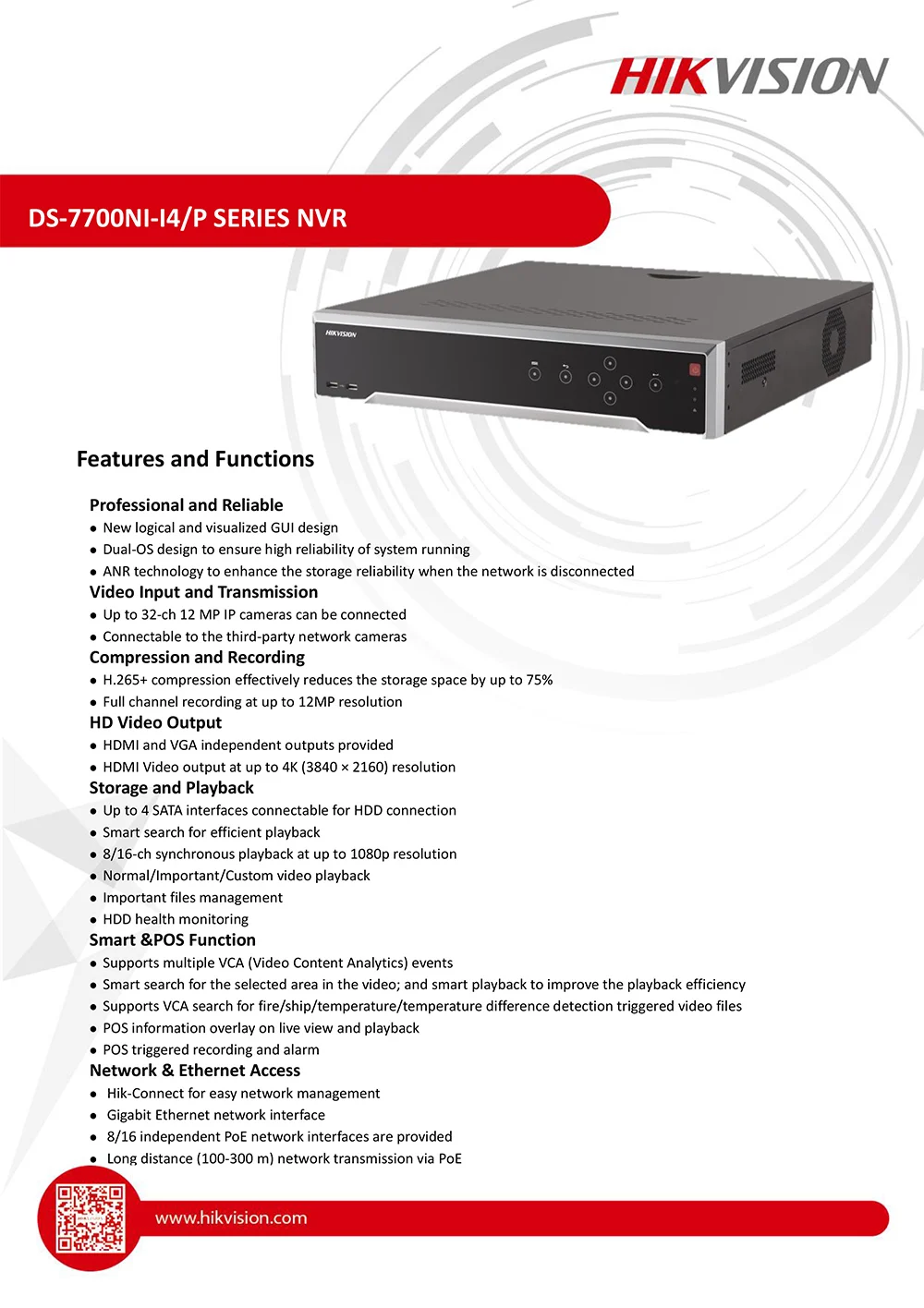 Hikvision H.265 4K разрешение 16CH NVR DS-7716NI-I4/16 P Plug& Play 16-канальный POE NVRs для системы видеонаблюдения HDMI 4 SATA 12MP