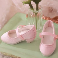 adollya shoes for dolls 16 bjd doll pink 4 5cm high heels single button knot princess shoes girls toys for dolls accessories