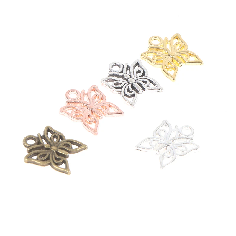 

30pcs Charms Lovely Butterfly Tibetan Bronze Silver Color Pendants Antique Jewelry Making DIY Handmade Craft Pendant