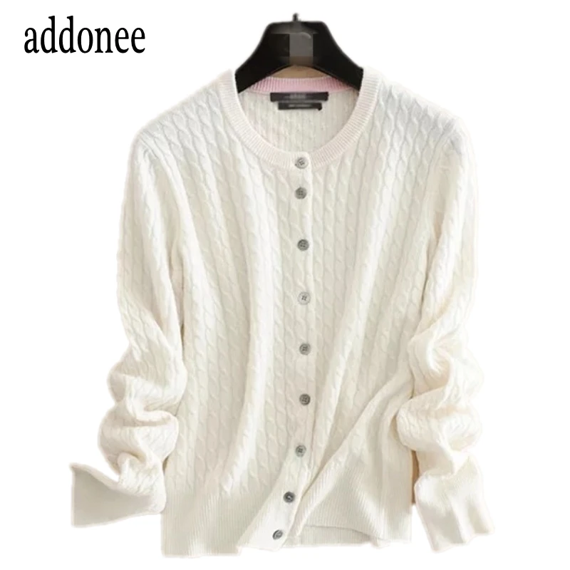 Женский кашемировый кардиган с круглым вырезом повседневный мягкий из шерсти