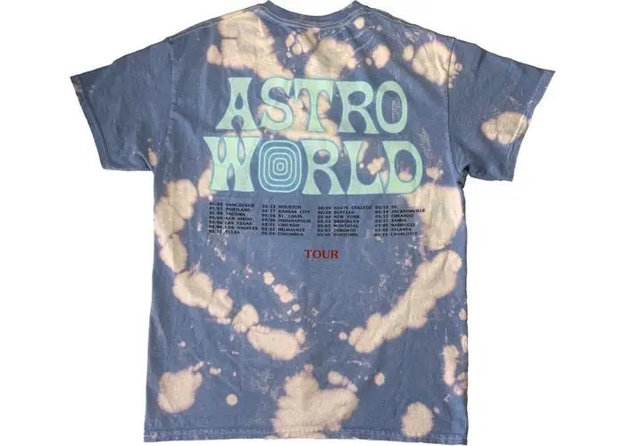 С изображением Трэвиса Скотта Astroworld серповидная Футболка мужская и женская 1:1 галстук высокого качества крашеные хип-хоп футболки