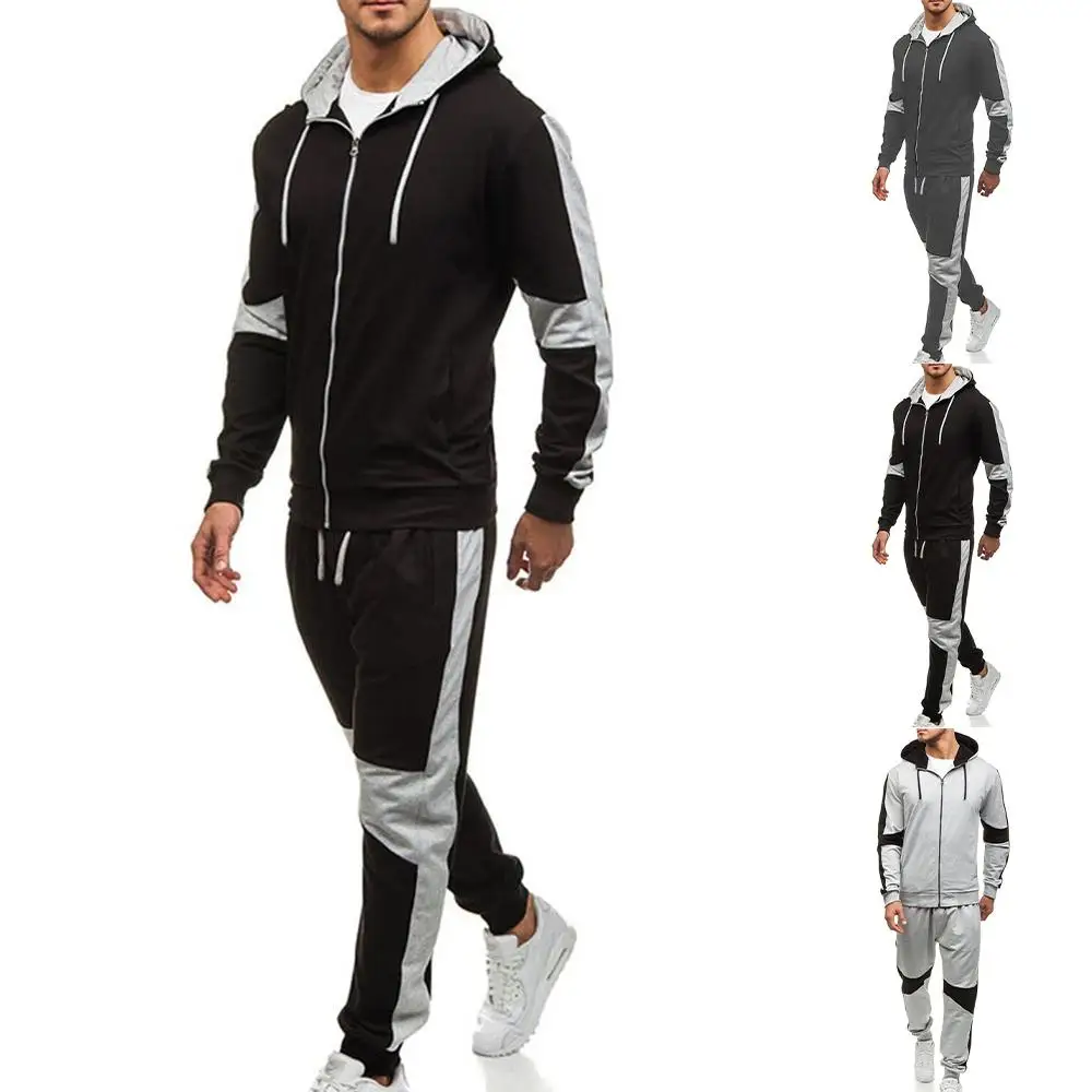 

Mens Tracksuit Set Hooded Hoodie Pants Sports Suit Gym Jogging Joggers Sportswear Plus Size