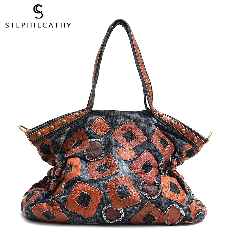 Женская сумка тоут из джинсовой ткани с верхней ручкой|Сумки ручками| |