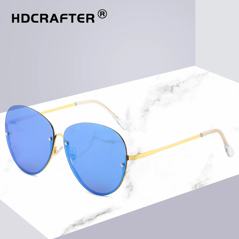 Ретро солнцезащитные очки без оправы для женщин и мужчин овальная оправа